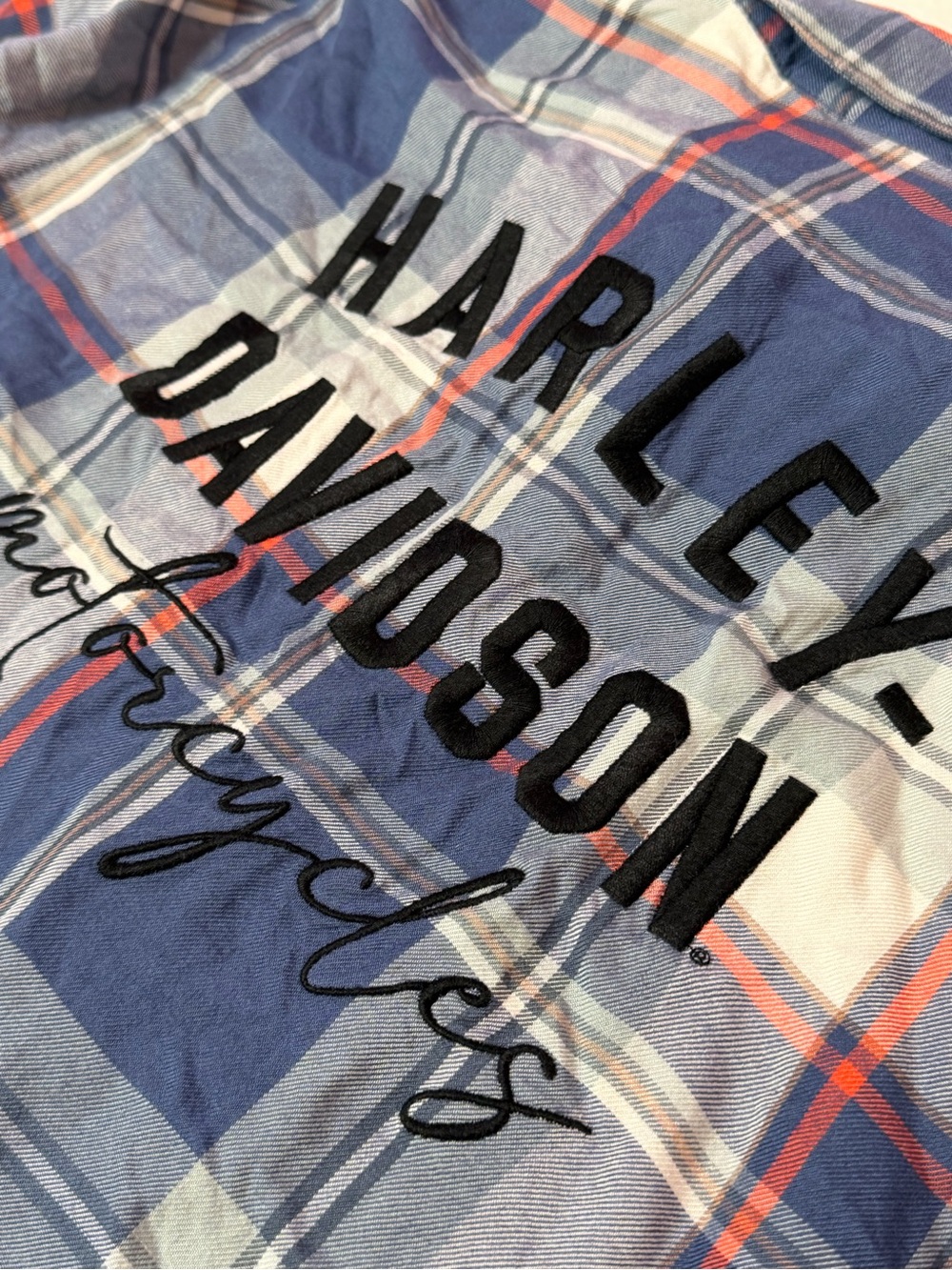 Harley Davidson Plaid Button Up Shirt Womens Small Embroidered Y2K - Picture 1 of 8
